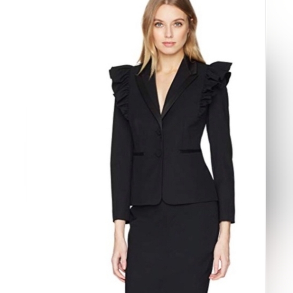 Rebecca Taylor Jackets & Blazers - Rebecca Taylor Black Ruffled Women's Blazer Size 6